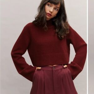 Reformation Garrett Cashmere Cropped Turtleneck Chianti - Size M